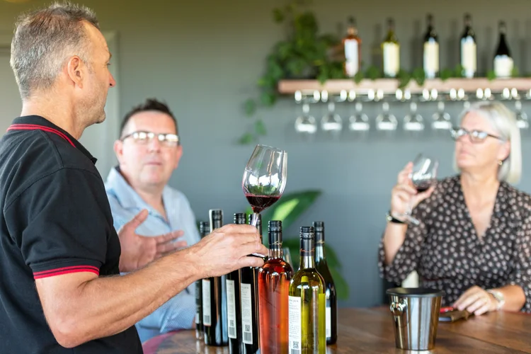 A senior couple at a private wine-tasting experience in Maranganga, Barossa, Australia.