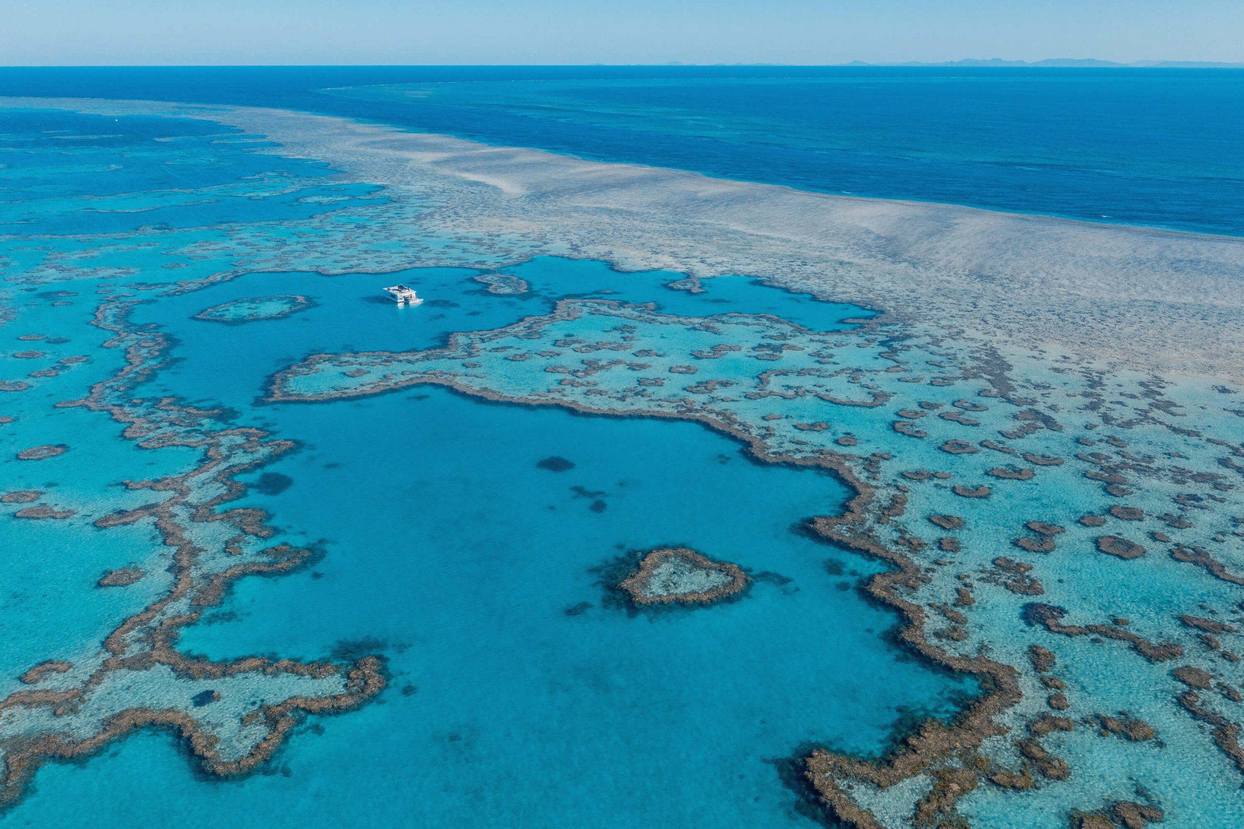 Aerial view of the Great Barrier Reef, Australia.